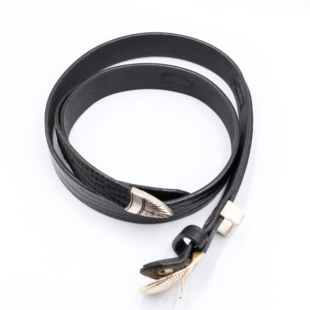 Western Ranger Black Croc Embossed Belt Double Tip Silver Tone Sunburst Buckle - Picture 12 of 12